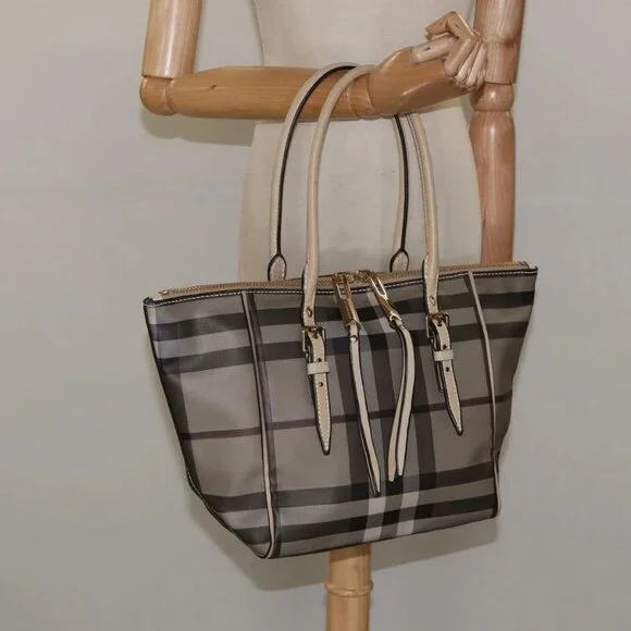 BURBERRY Nova Check Shoulder Bag PVC Brown Auth MX170